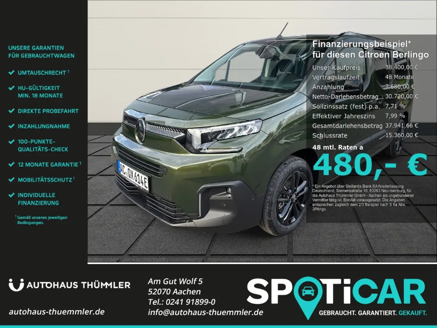 Citroen Berlingo XL Elektromotor 136 MAX Navi digitales Cockpit LED Grün - 1