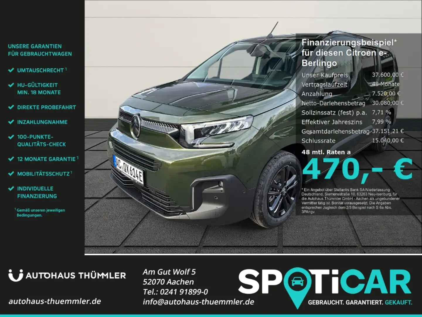 Citroen Berlingo XL Elektromotor 136 MAX Navi digitales Cockpit LED Grün - 1