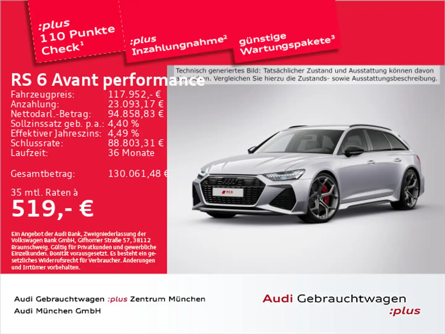 Audi RS6 RS6 Avant performance AHK/Laser/Sportabgas/B&O Argent - 1