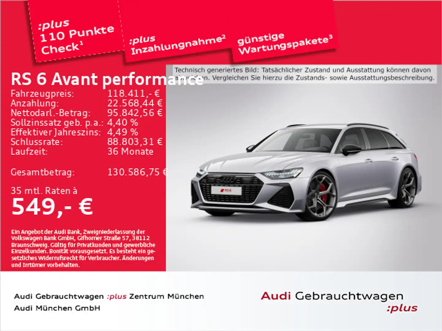 Audi RS6 RS6 Avant performance AHK/Laser/Sportabgas/B&O Silber - 1