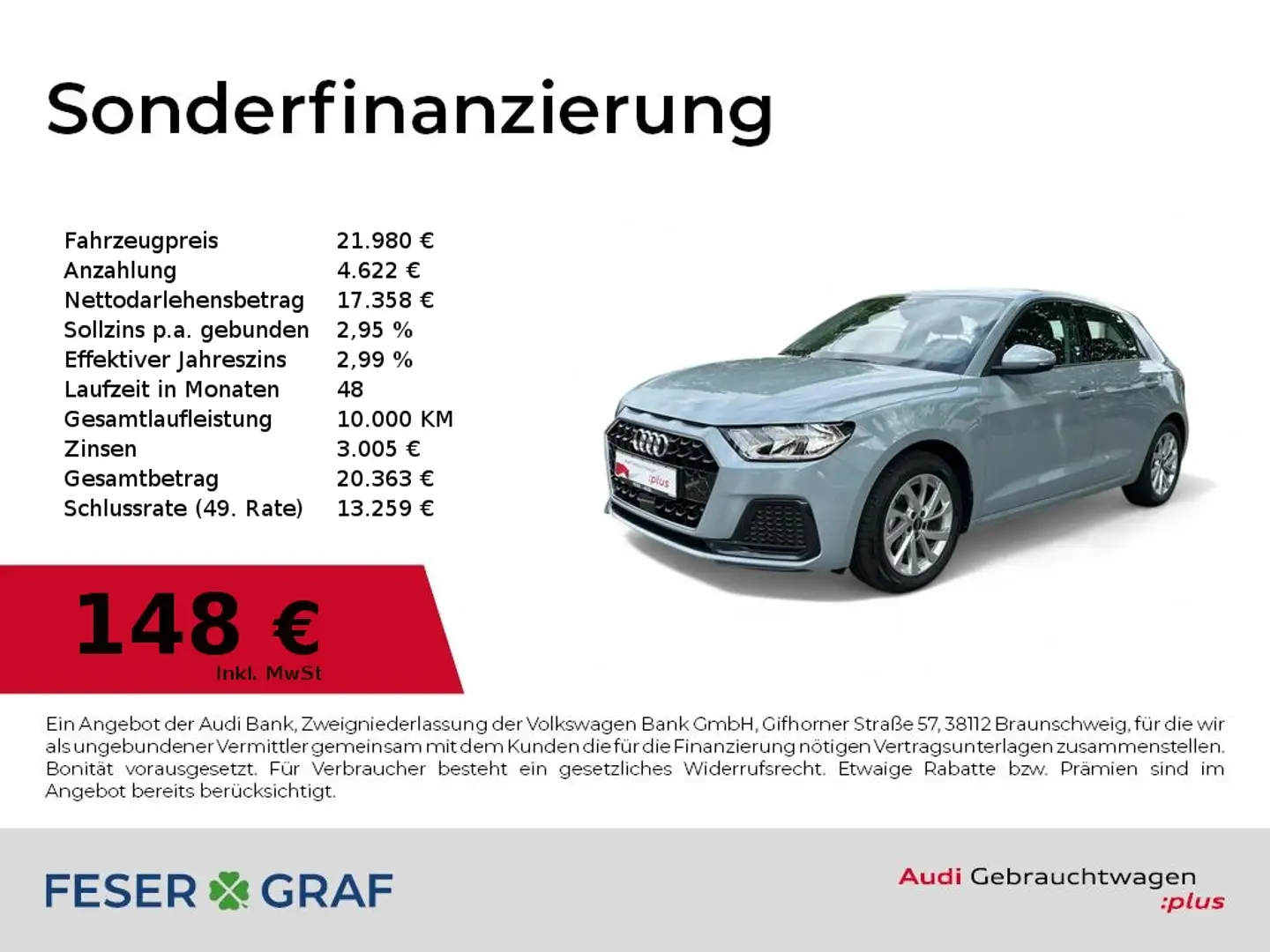 Audi A1 Sportback 25TFSI S tronic SHZ/VirtualC/CarPla Grau - 1