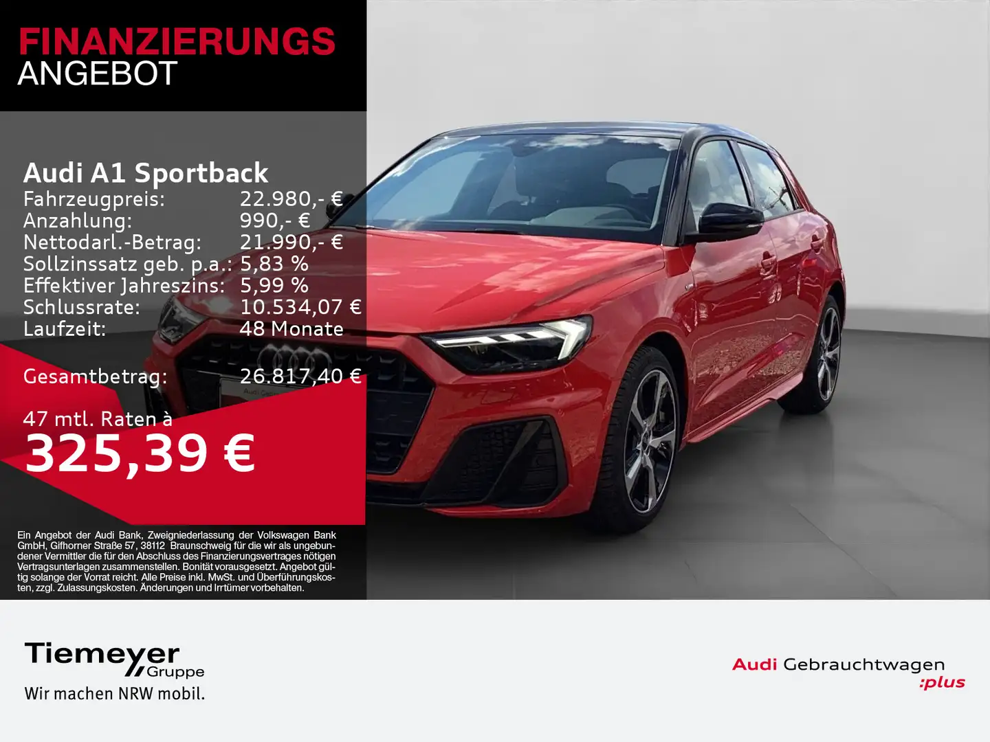 Audi A1 40 TFSI 2x S LINE LED OPS APS+ VIRT Rot - 1