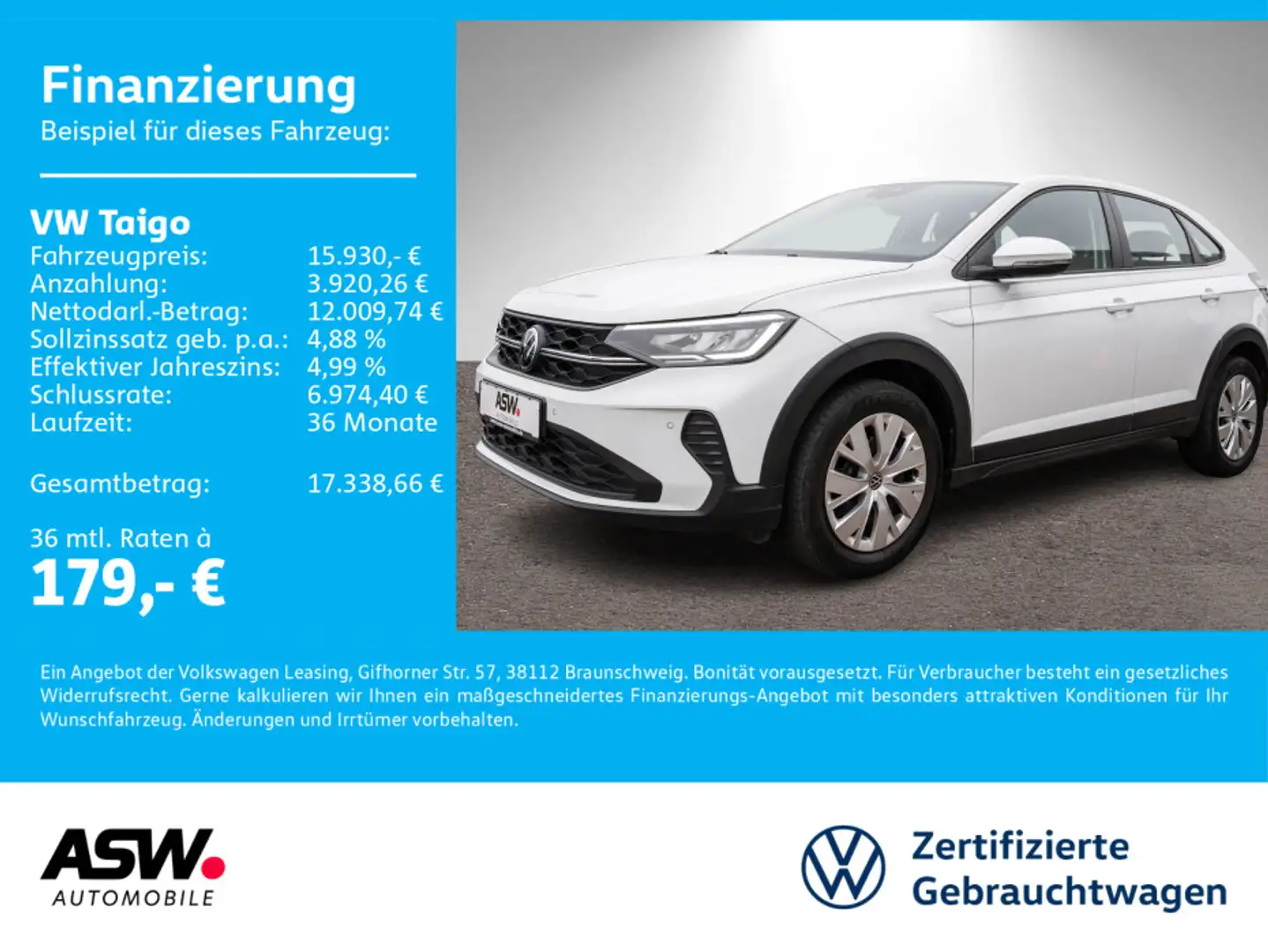 Volkswagen Taigo 1.0 TSI 5-Gang LED Klima PDC SHZ Weiß - 1