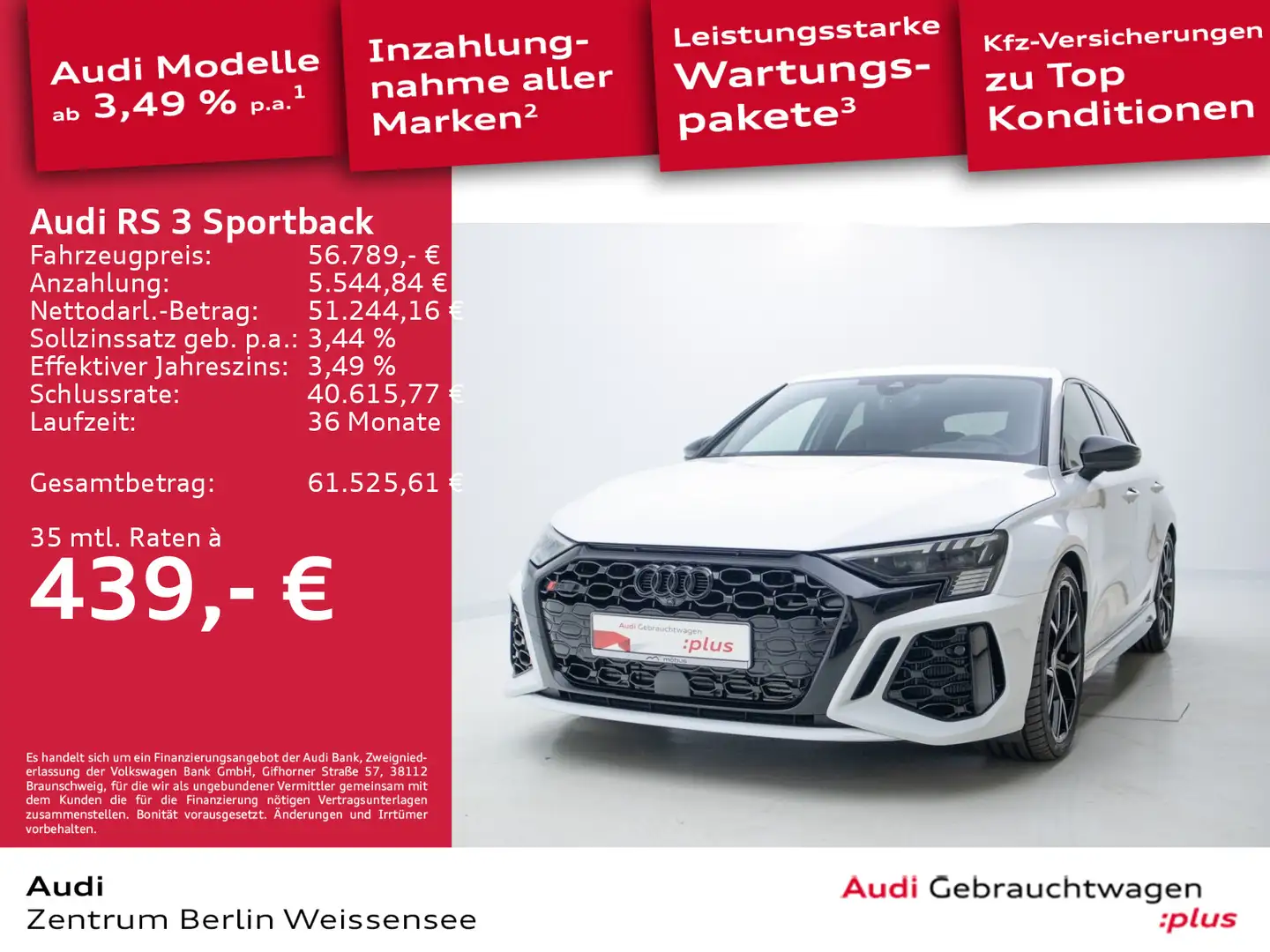 Audi RS3 2.5 TFSI S-TRO*QUA*ACC*B&O*MATRIX Weiß - 1