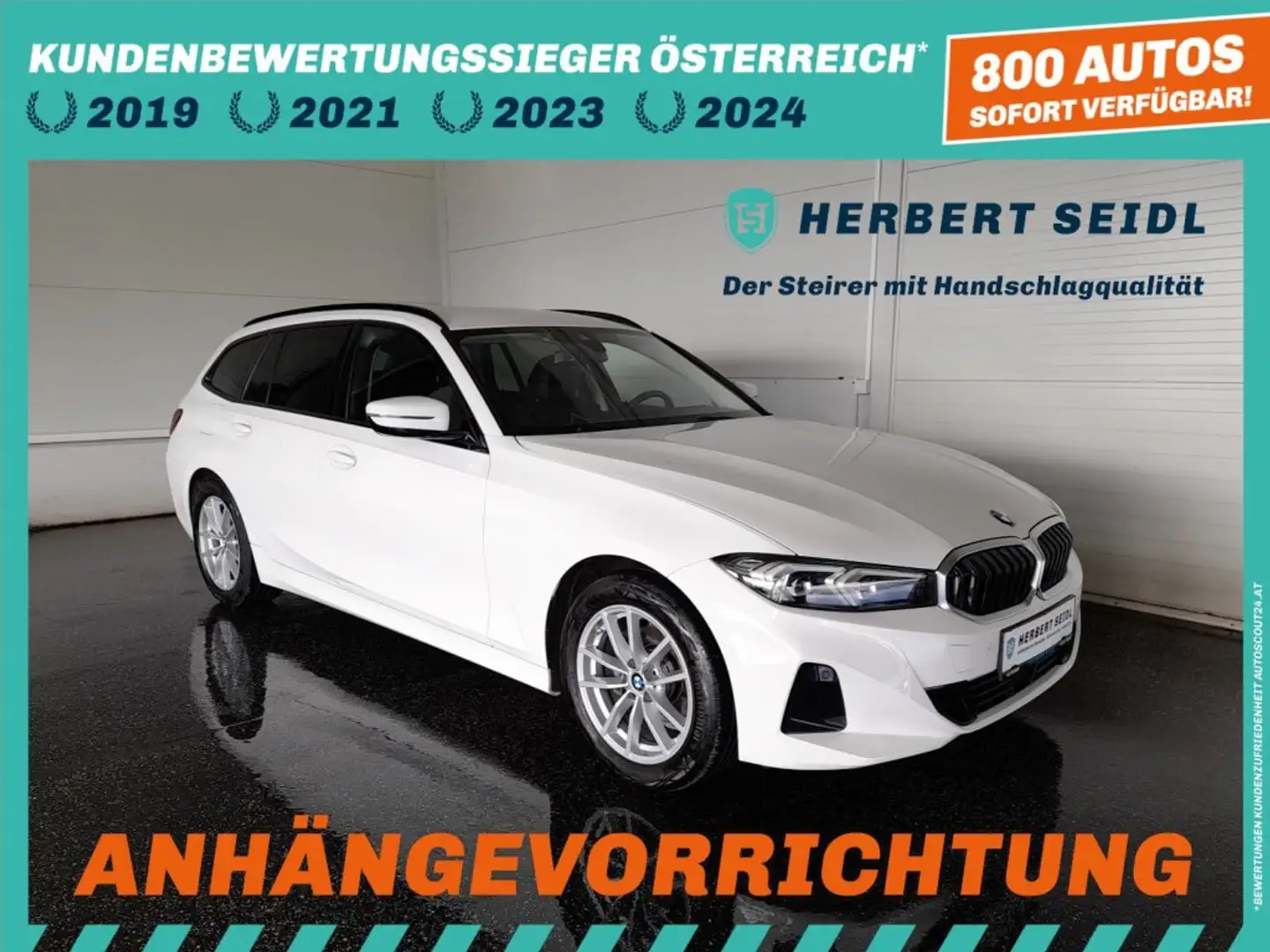 BMW 318 d Touring Aut *VOLL LED / NAVI / AHV / ACC / TEILLEDER / E-SITZE+MEMORY / KEYLESS* Weiß - 1