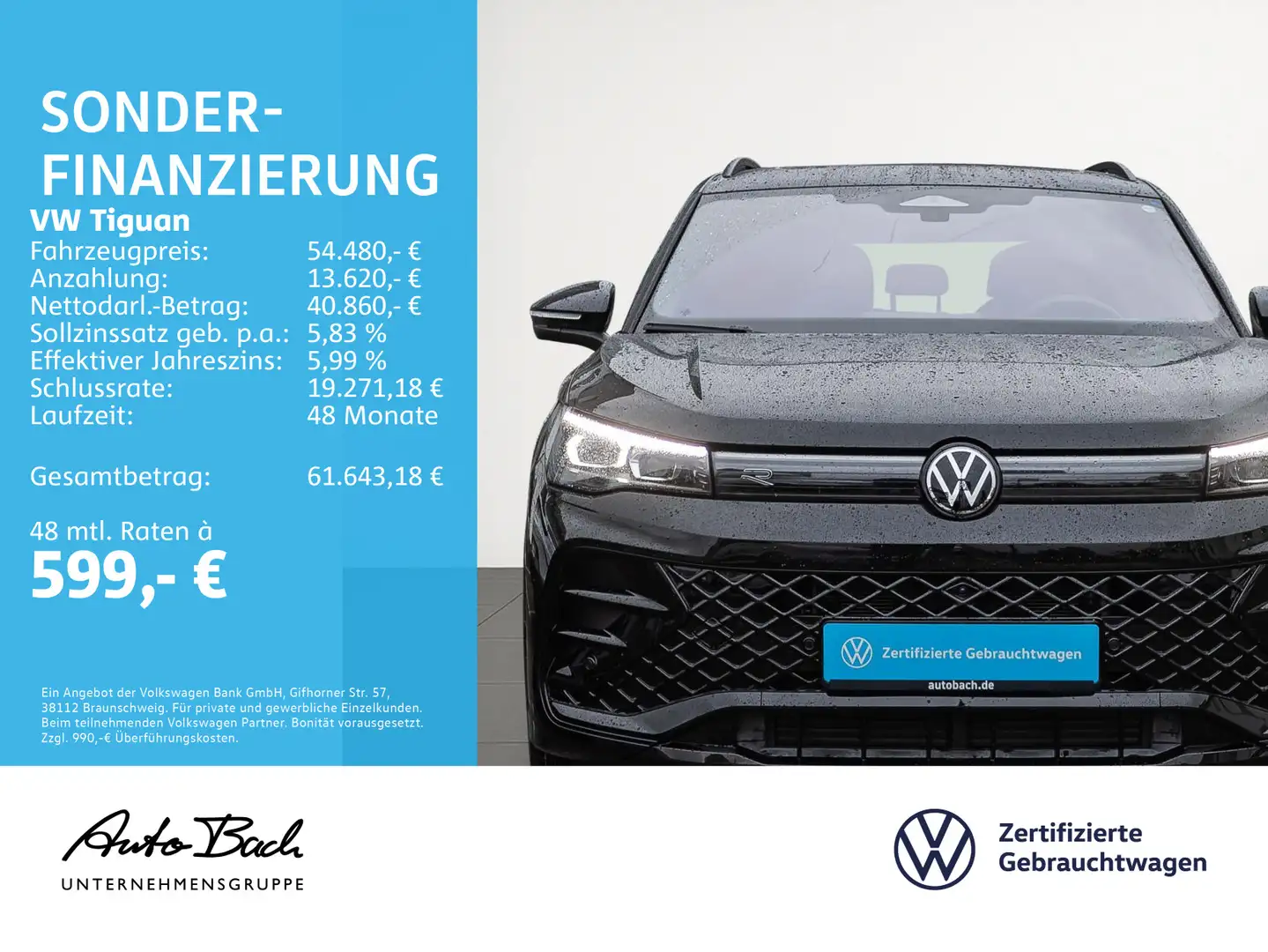 Volkswagen Tiguan R-Line 2.0TSI DSG Navi HuD Standhzg Panor Noir - 2