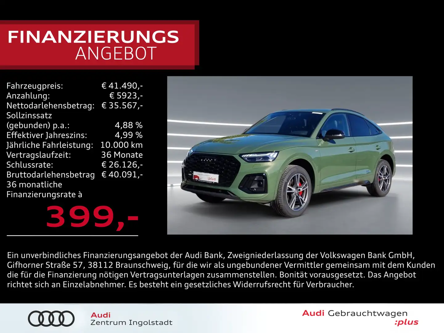 Audi Q5 Sportback 40 TDI qu S line edition one MATRIX Groen - 1