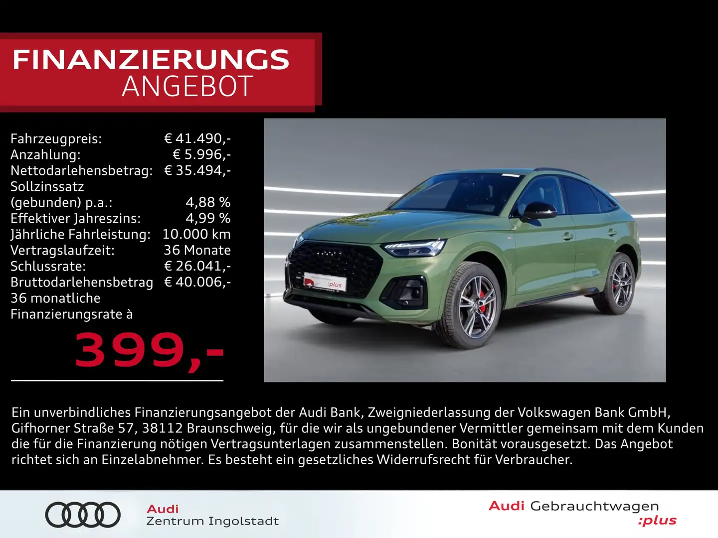 Audi Q5 Sportback 40 TDI qu S line edition one MATRIX Vert - 1