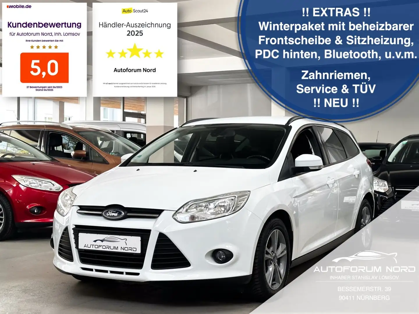 Ford Focus Turnier SYNC 1.HAND*NEU ZAHNRIEMEN+SERVICE Weiß - 1