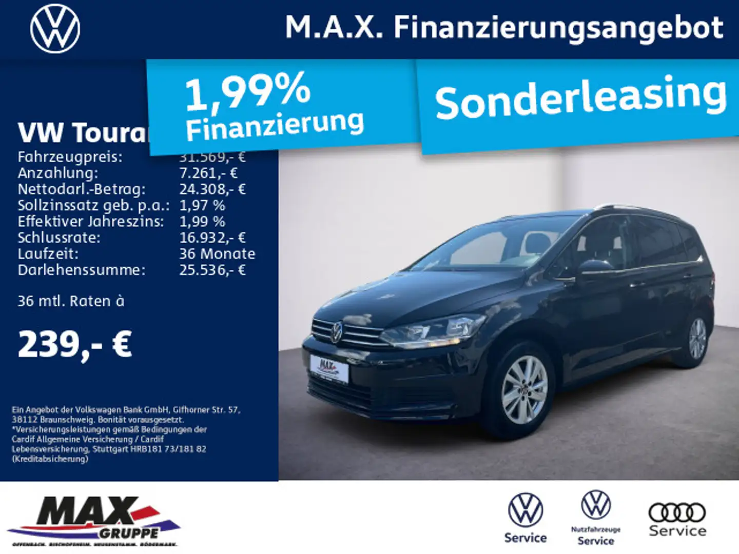 Volkswagen Touran 1.5 TSI DSG COMFORTLINE KAMERA+PDC+AHK+ Schwarz - 1