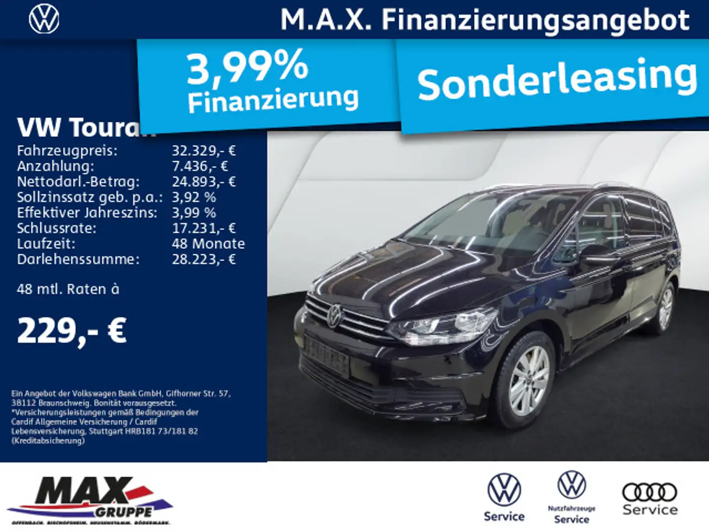 Volkswagen Touran 1.5 TSI DSG COMFORTLINE KAMERA+PDC+AHK+ Schwarz - 1