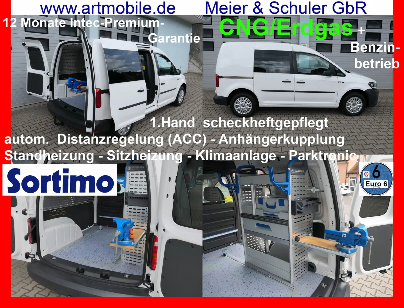 Volkswagen Caddy 1,4 NGT Erdgas+Benzin SORTIMO Stand+Sitzheizung 1H Weiß - 1