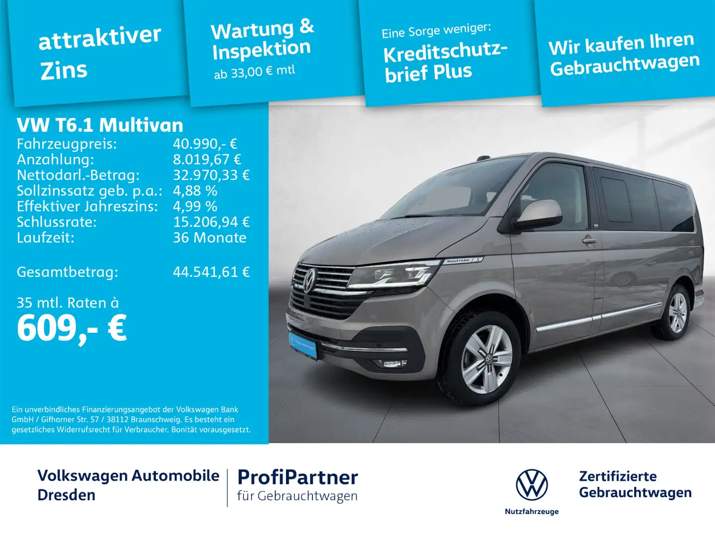 Volkswagen T6.1 Multivan Comf. DSG GEN.SIX LED NAV ACC AHZV Beige - 1