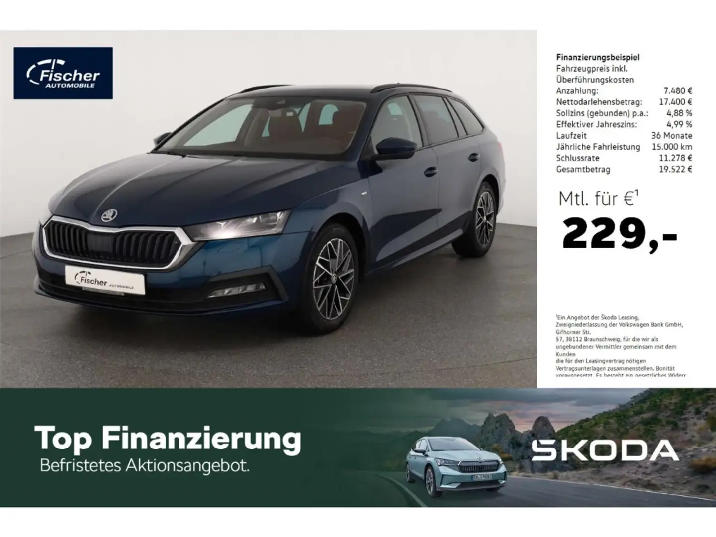 Skoda Octavia Combi 1.5 TSI e-TEC Clever DSG Matrix Blau - 1