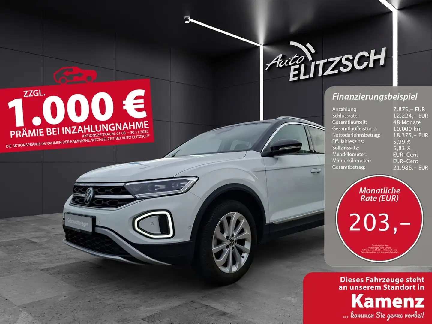 Volkswagen T-Roc TSI Style DSG LED Navi AID ACC RFK SH Weiß - 1