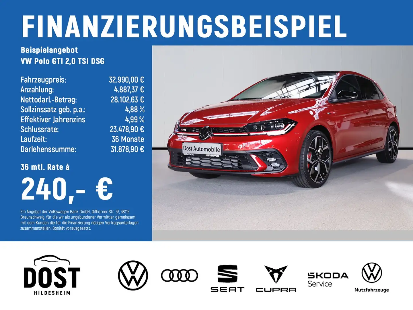 Volkswagen Polo GTI Polo GTI 2,0 TSI DSG KAMER+NAVI+KLIMA Rood - 2