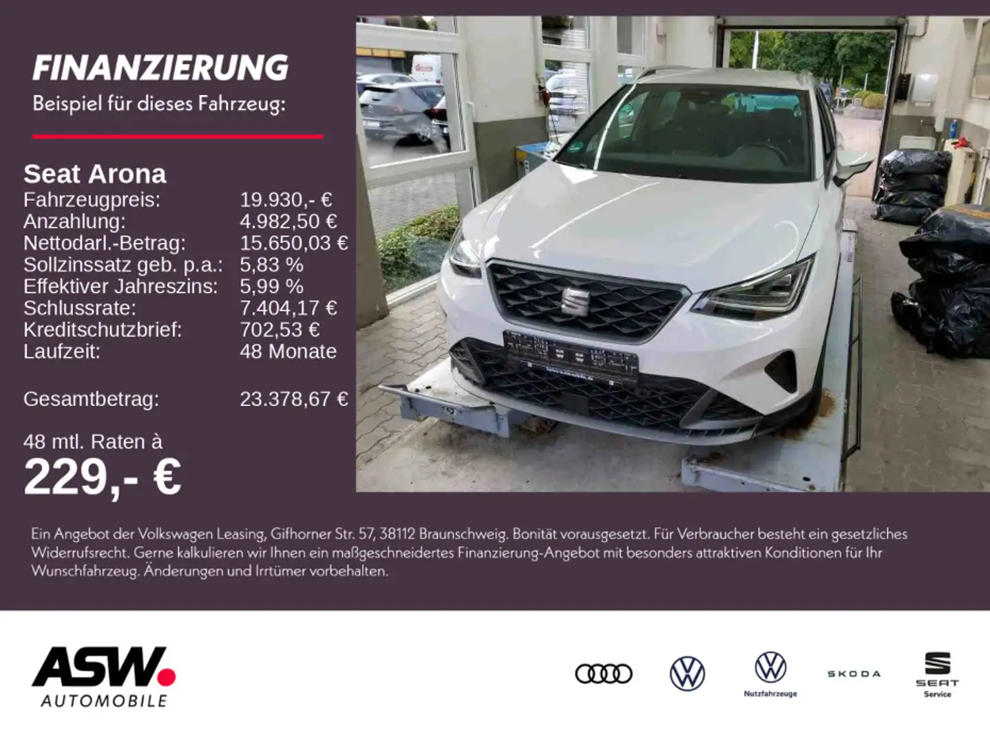 SEAT Arona FR-Line 1.0 TSI LED Navi PDC Full Link Weiß - 1