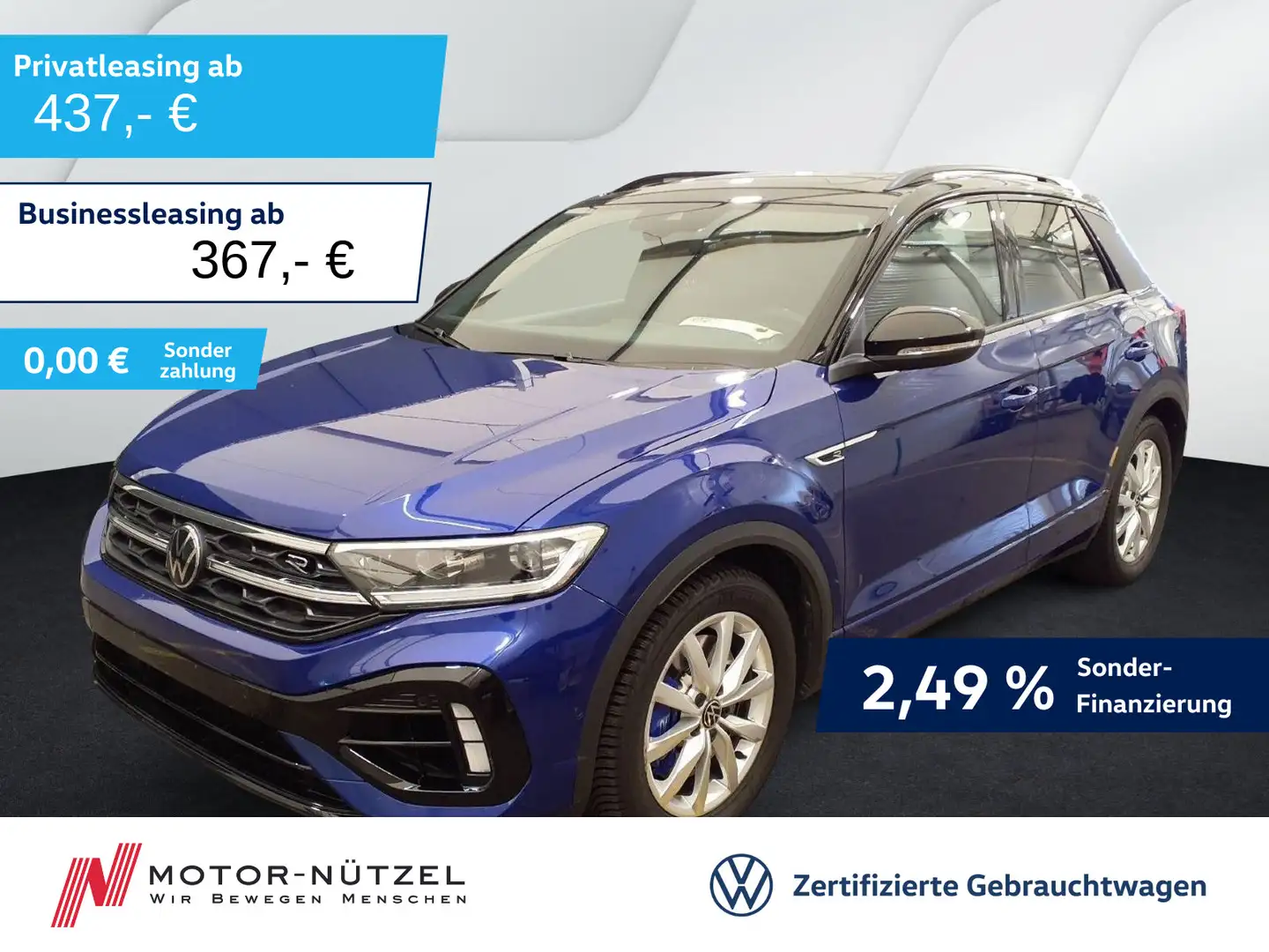 Volkswagen T-Roc R 2.0 TSI 4M LEDER+MATRIX+NAV+AHK+PANO+DCC Blau - 1