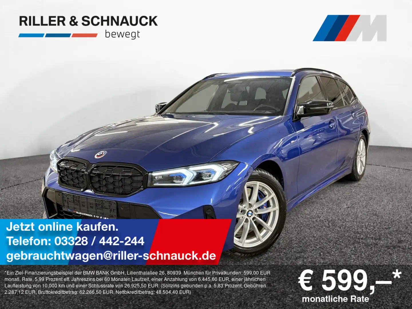 BMW 340 M i xDrive H/K+NAVI+HUD+LED+ACC+LEDER+KEYL Bleu - 1