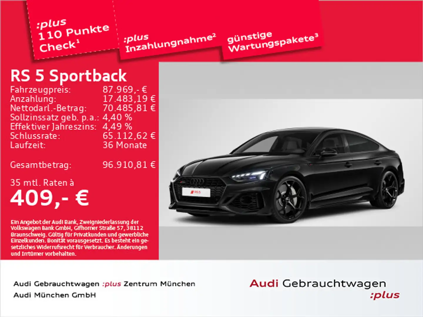 Audi RS5 RS5 Sportback performance Pano/B&O/HuD/Kameras Schwarz - 1