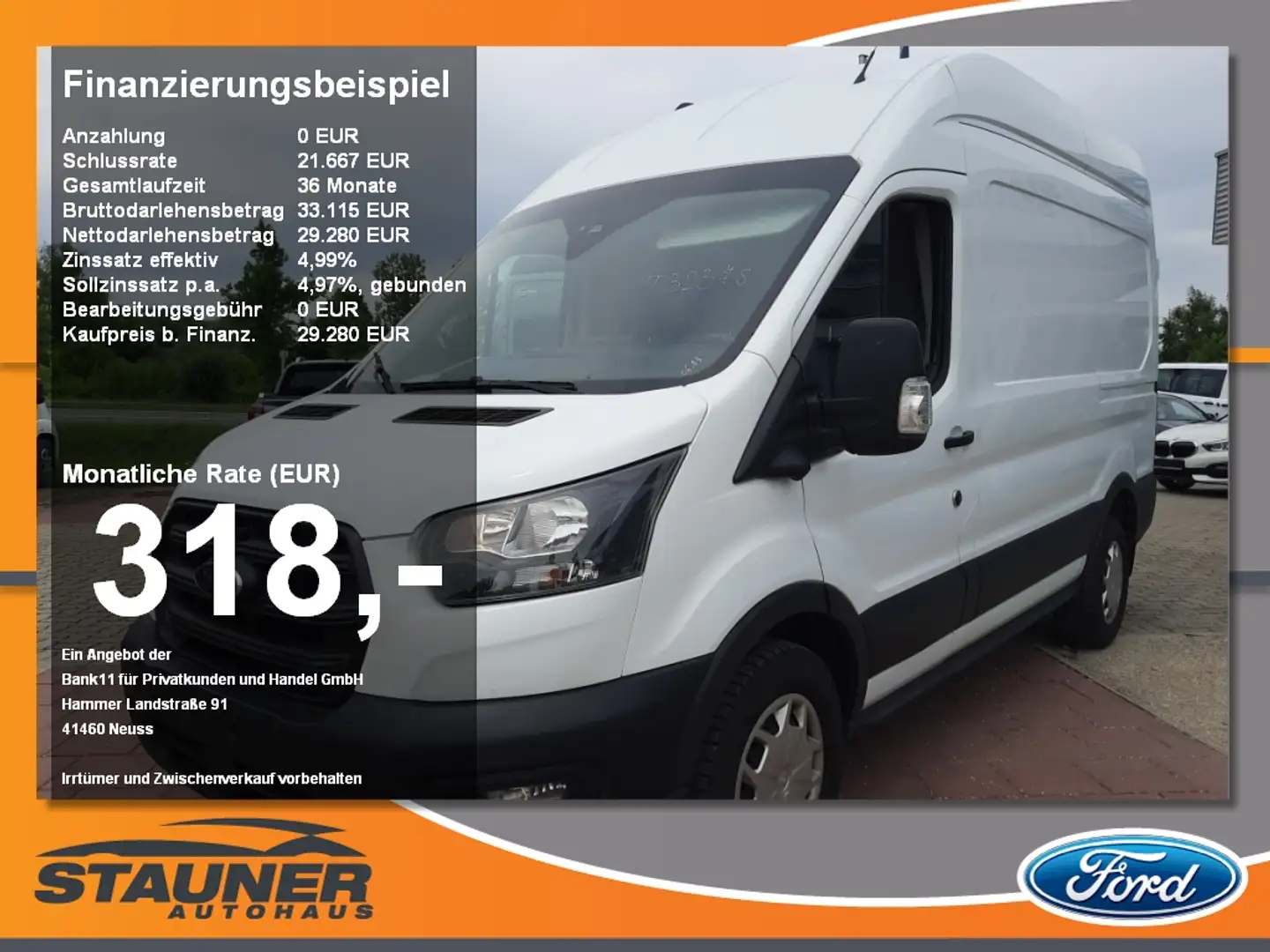 Ford Transit Kasten 2.0 TDCi 330 L2 M-H Trend 360 Kam Weiß - 1