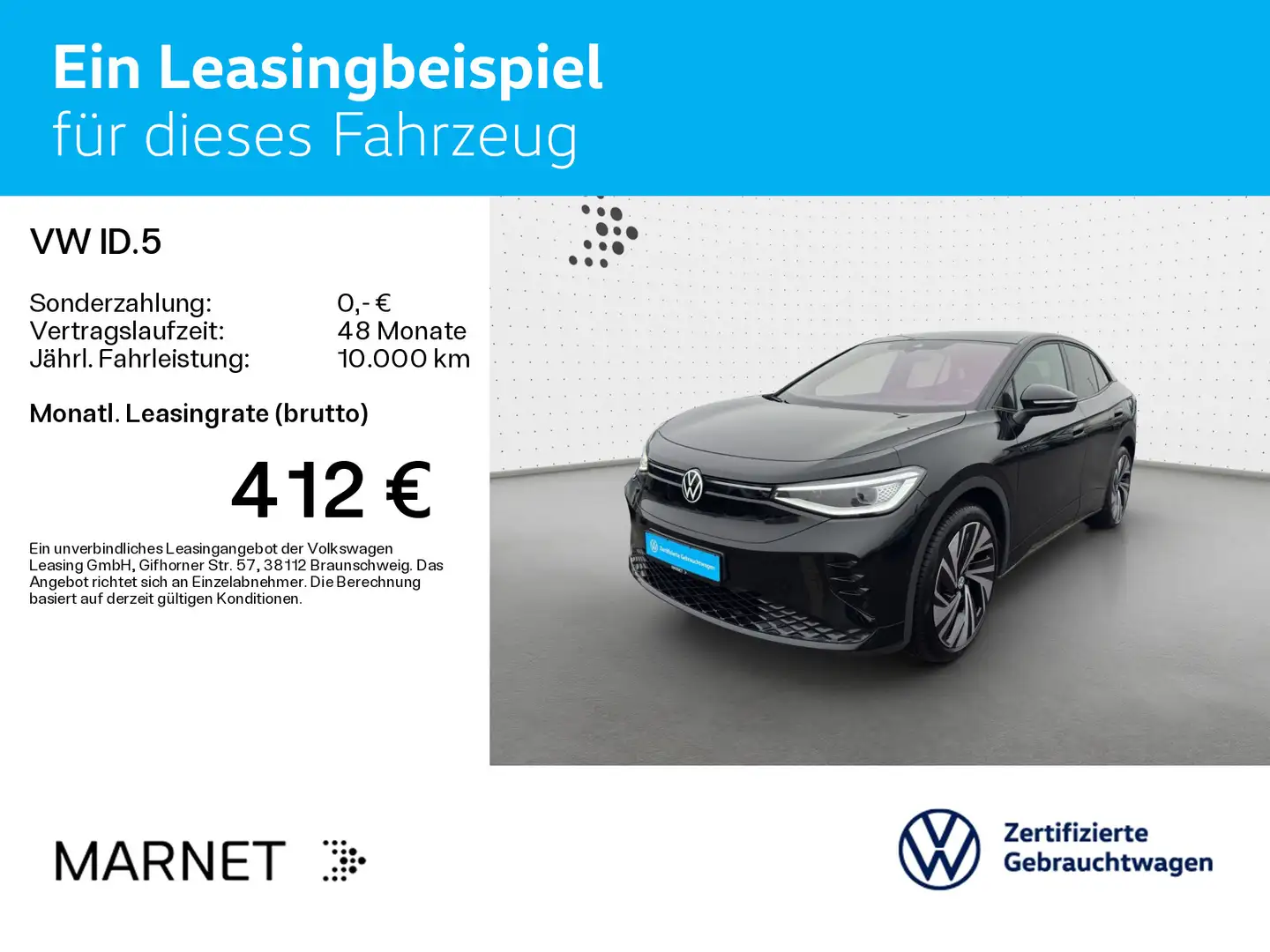 Volkswagen ID.5 GTX 4x4* 84 KwH* Navi*Wärmep*AHK*Pano*IQ-Li Schwarz - 2