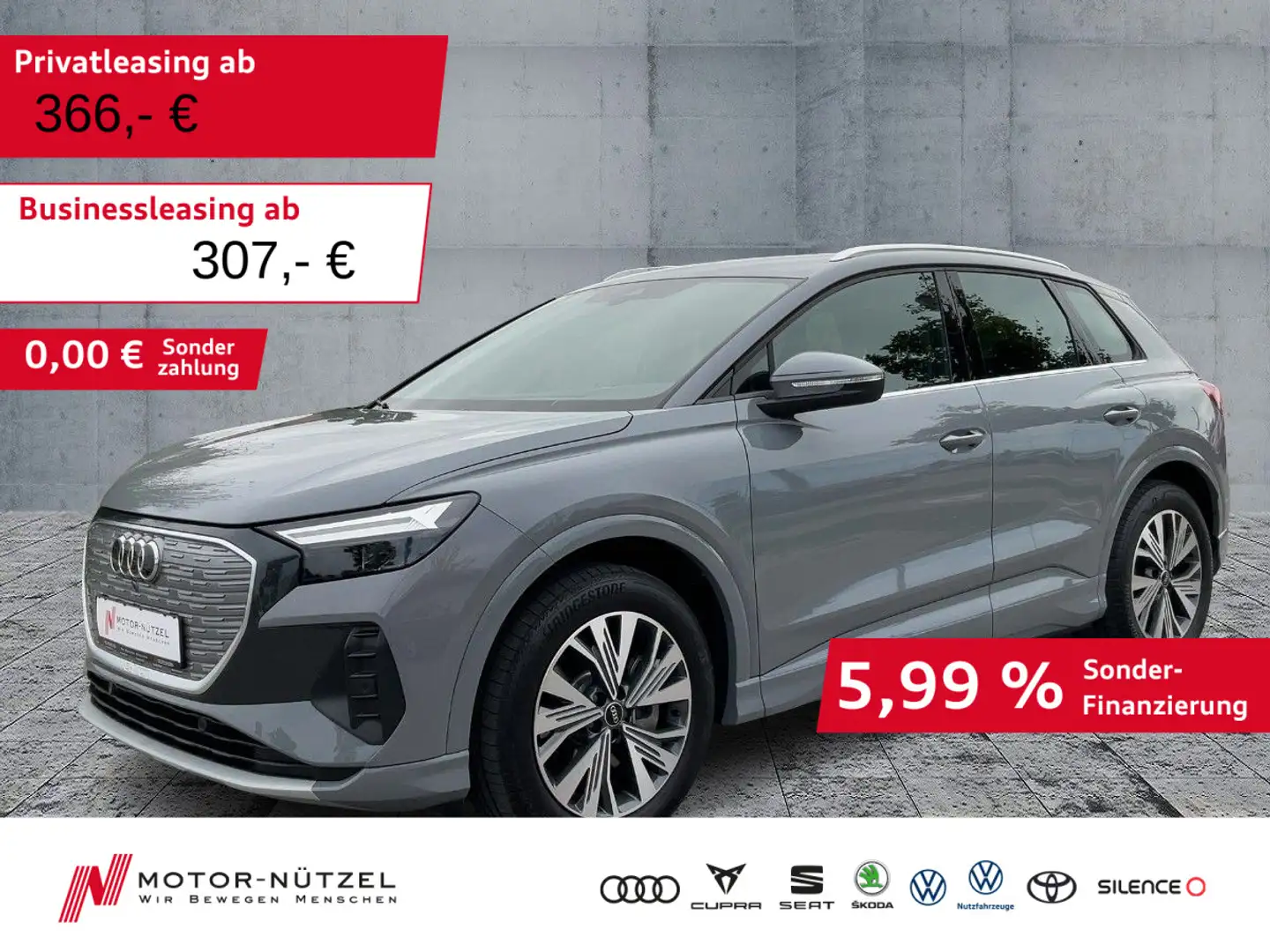 Audi Q4 e-tron 40 ADVANCED LED+NAVI+RFK+ACC+SHZ+19"LM Grijs - 1