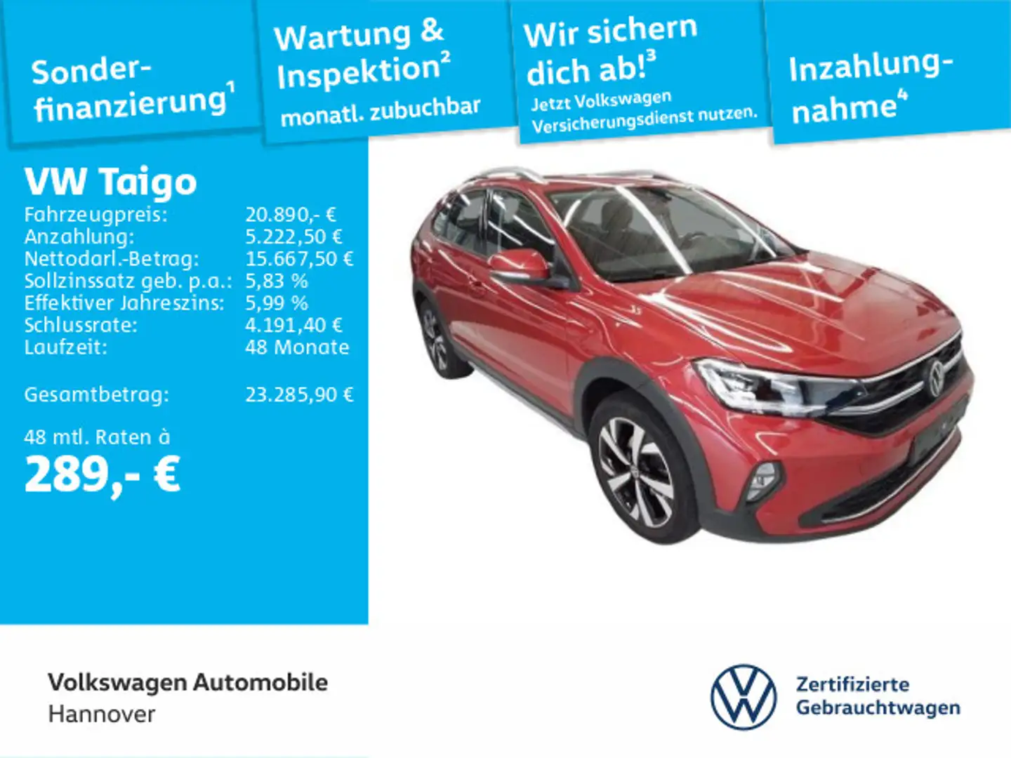 Volkswagen Taigo 1.0 TSI Style Navi LED DigCockpit Cam PDC Rot - 1