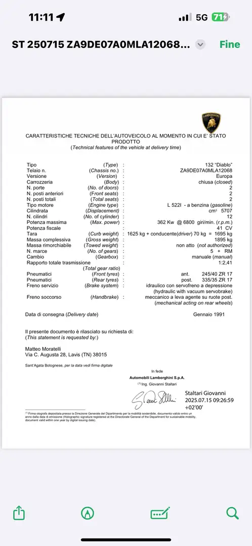 Lamborghini Diablo PRIMA SERIE - 1