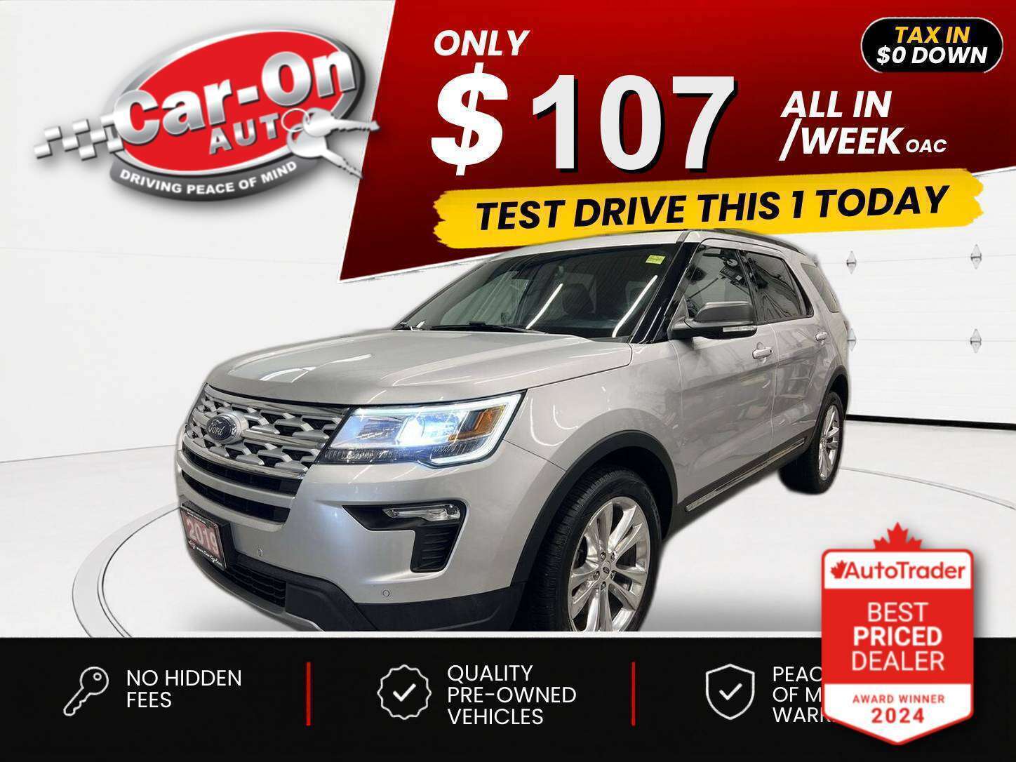 Silver 2019 Ford Explorer XLT AWD SUV / Crossover All-Wheel Drive Automatic