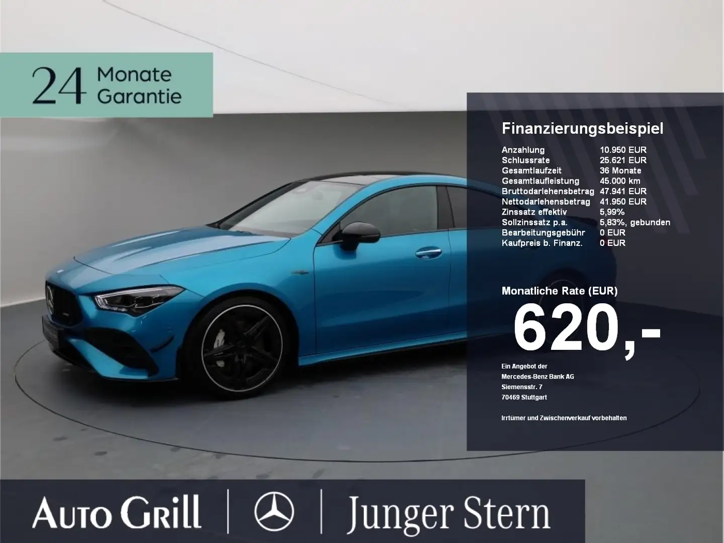 Mercedes-Benz CLA 35 AMG 4M Night Aero Pano Stdhzg Perfo-Sitze Modrá - 1