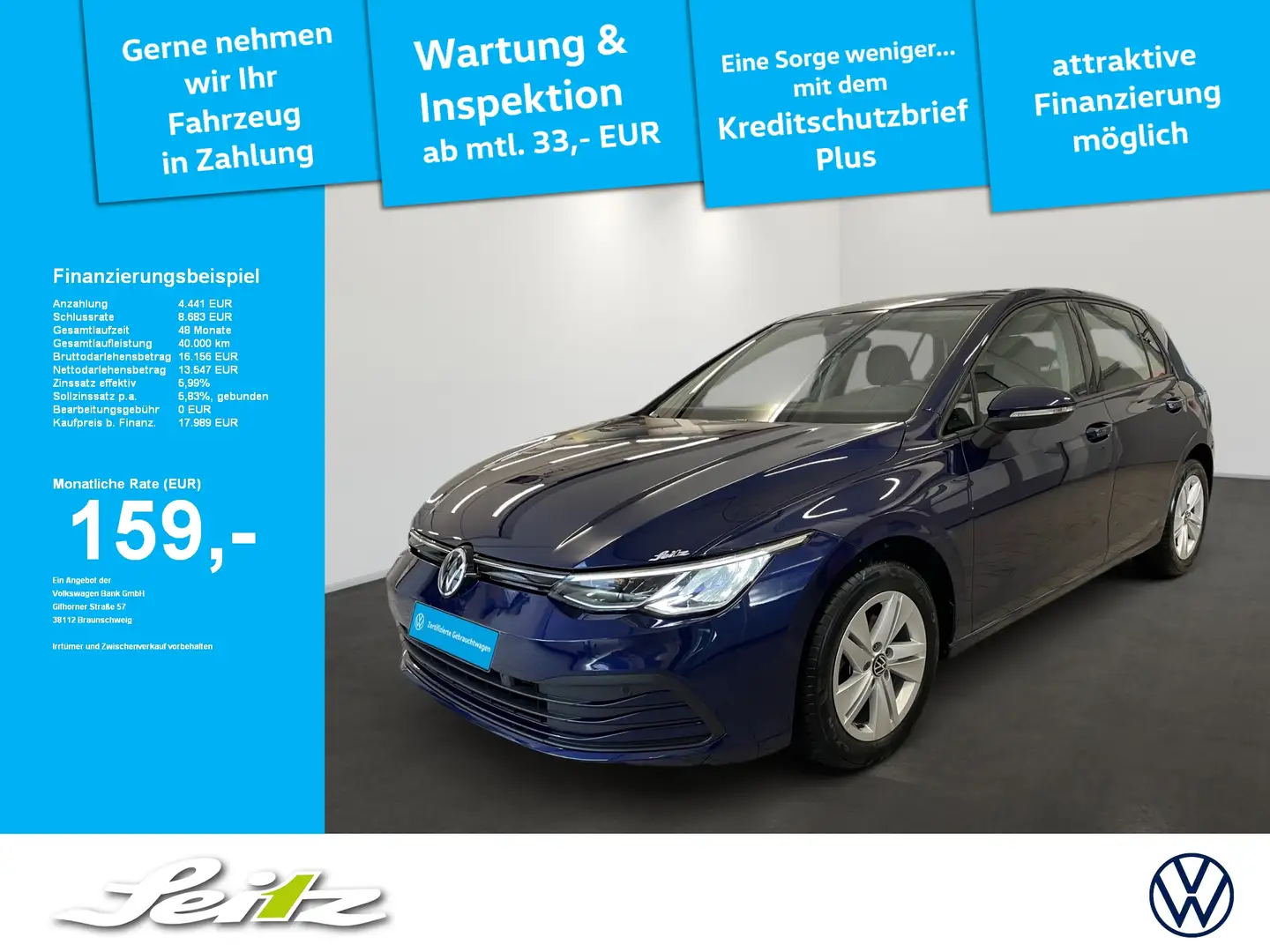 Volkswagen Golf VIII 1.0 TSI Life *LED*NAVI*PARKSENSOR* Bleu - 1