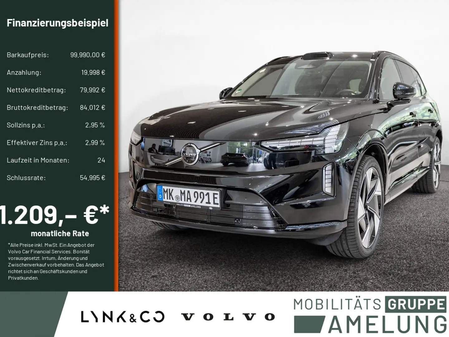 Volvo EX90 Ultra Performance Pure Electric AWD 360° Zwart - 1
