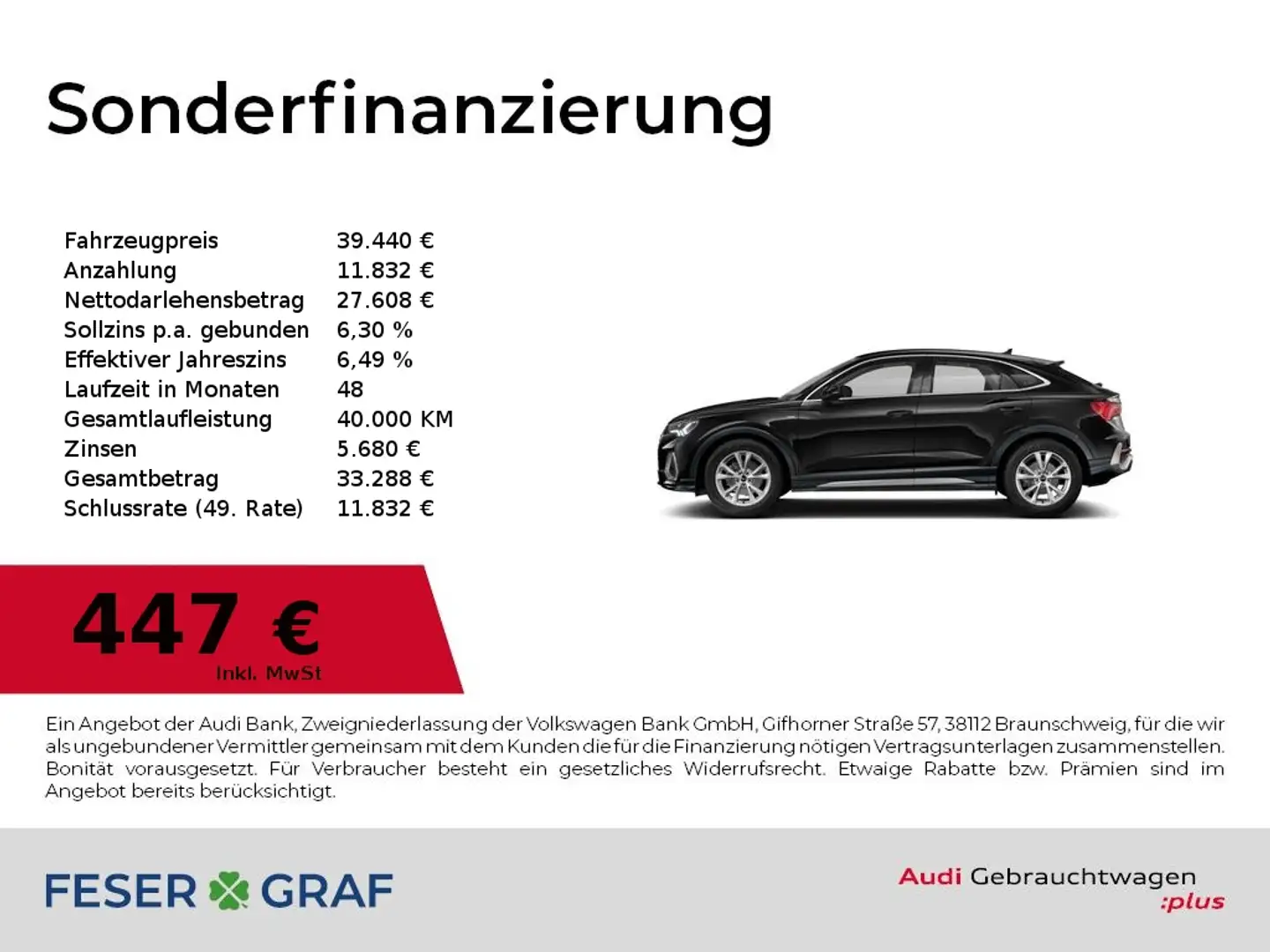 Audi Q3 Sportback S line 35 TFSI 110(150) kW(PS) S tron Schwarz - 1