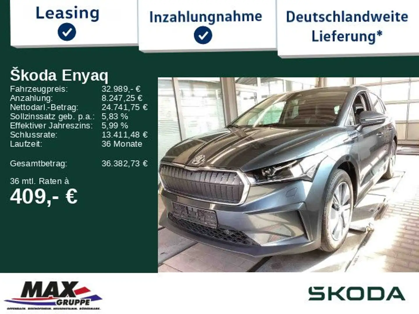 Skoda Enyaq iV 80 Lodge AHK+KAM+ACC+KESSY+ Gris - 1