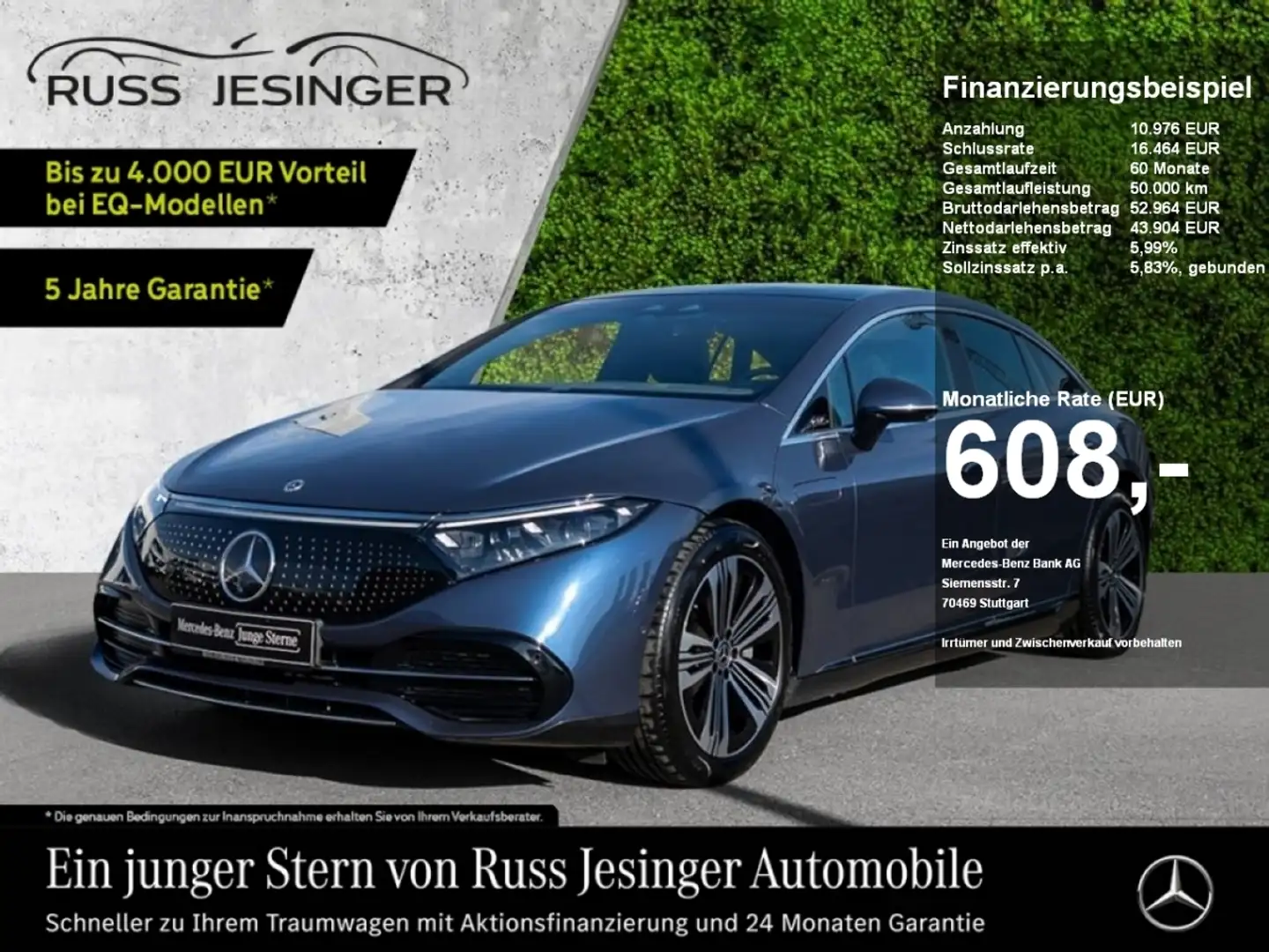 Mercedes-Benz EQS 450+ *AHK*360*HUD*OLED*Pano*Burm*HUD*D.Light Bleu - 1