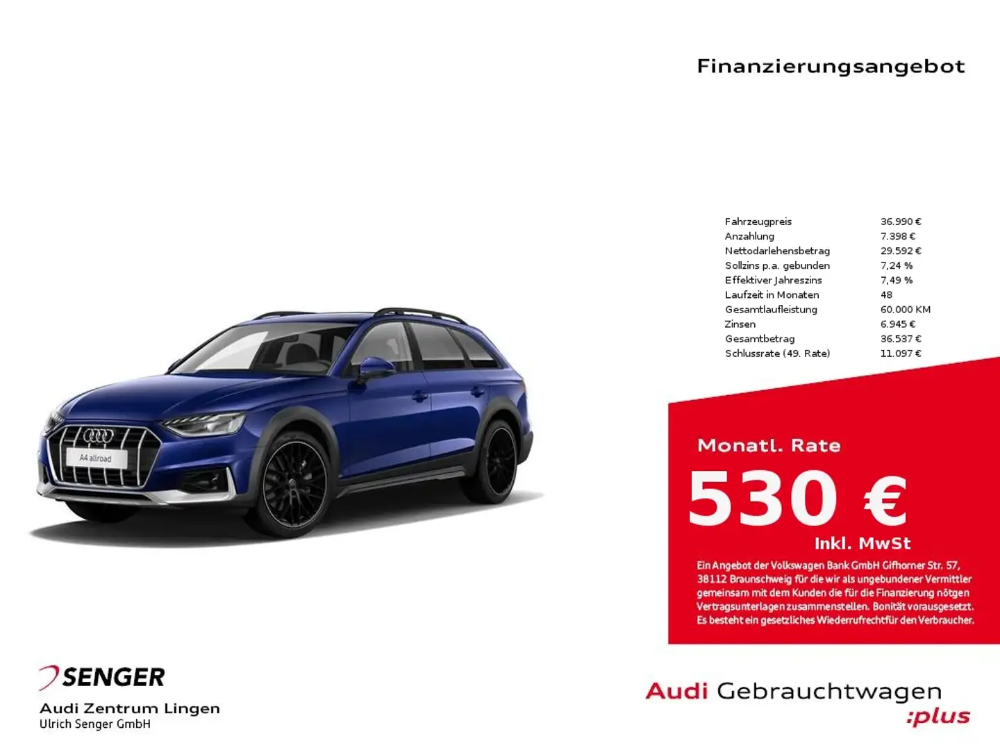 Audi A4 allroad quattro 45 TDI Matrix Pano. B&O AHK Blauw - 1