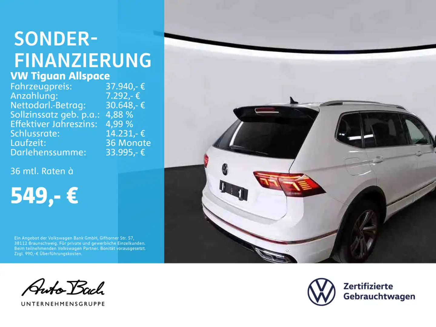 Volkswagen Tiguan Allspace 2.0 TDI DSG R-Line 4Motion, LED- Weiß - 2