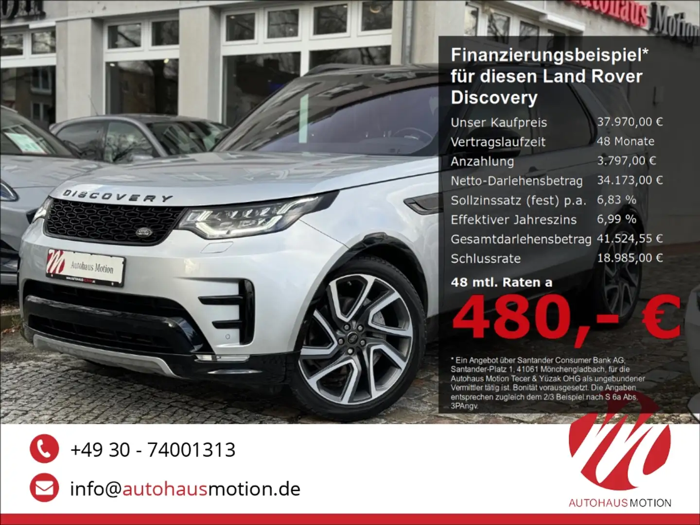 Land Rover Discovery 5 HSE Dynamic Fond TV Pano 22'LM SDV6 3.0 EU6d-T Plateado - 1