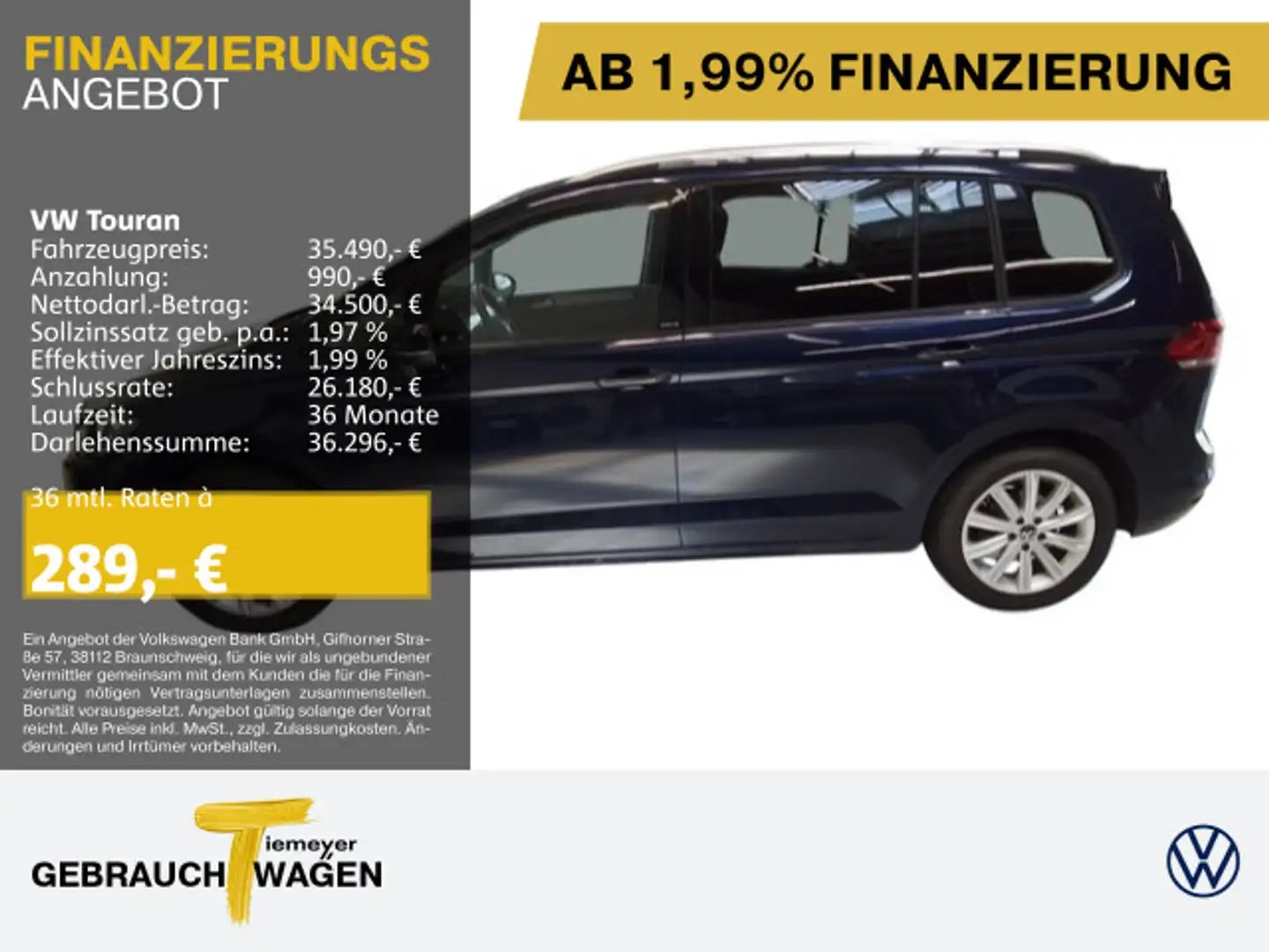 Volkswagen Touran 2.0 TDI DSG MOVE 7-SITZE LM17 ST.HEIZ VIR Blau - 1