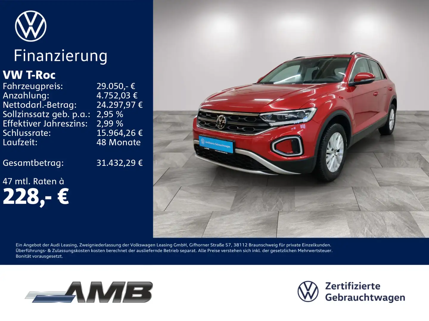 Volkswagen T-Roc Life 1.5 TSI LED+/IQ.Drive/Standh/04.30Gar Rouge - 1
