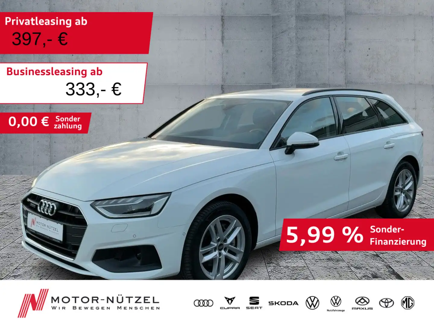 Audi A4 40 TDI QU S-TR MATRIX+NAVI+STDHZG+B&O Weiß - 1