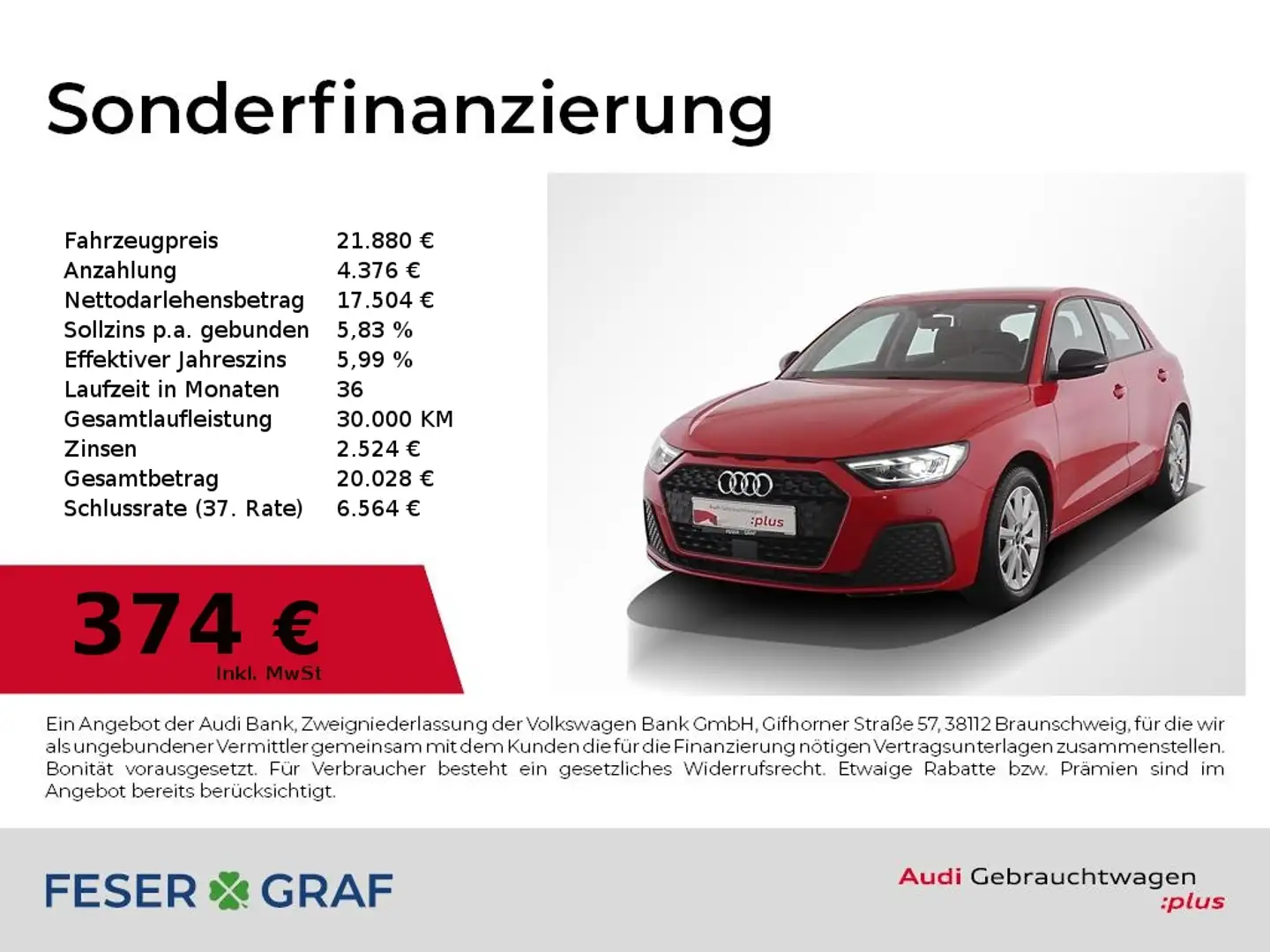 Audi A1 25 TFSI Sportback LED / virtual / Sitzheizung / Na Rot - 1