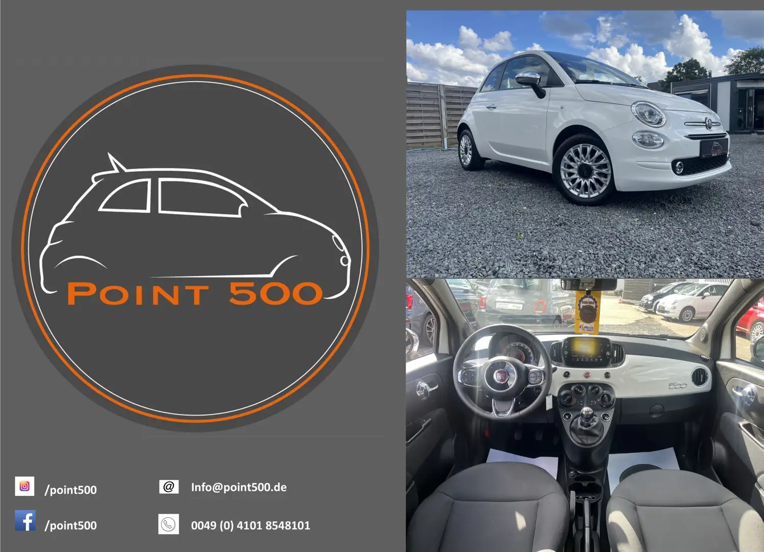 Fiat 500 32TKM PDC KLIMA1.HD RIESENAUSWAHL AN FIAT500 Weiß - 1