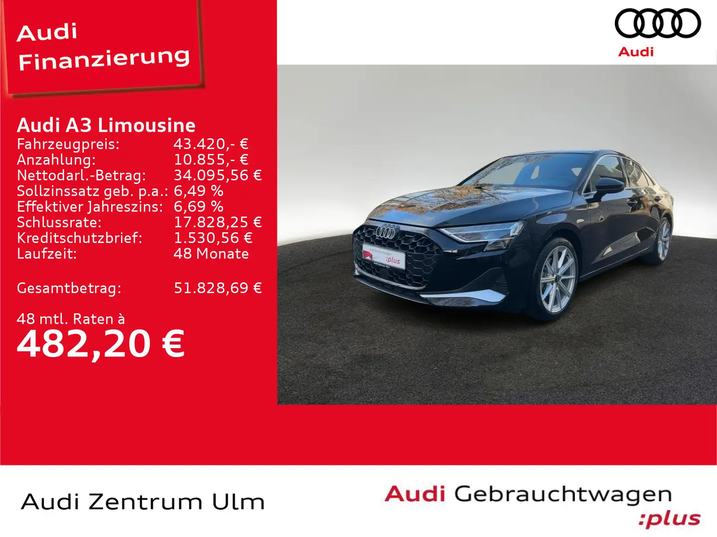 Audi A3 S-Line 35 TDI AHK PANO SONOS STANDH Schwarz - 1