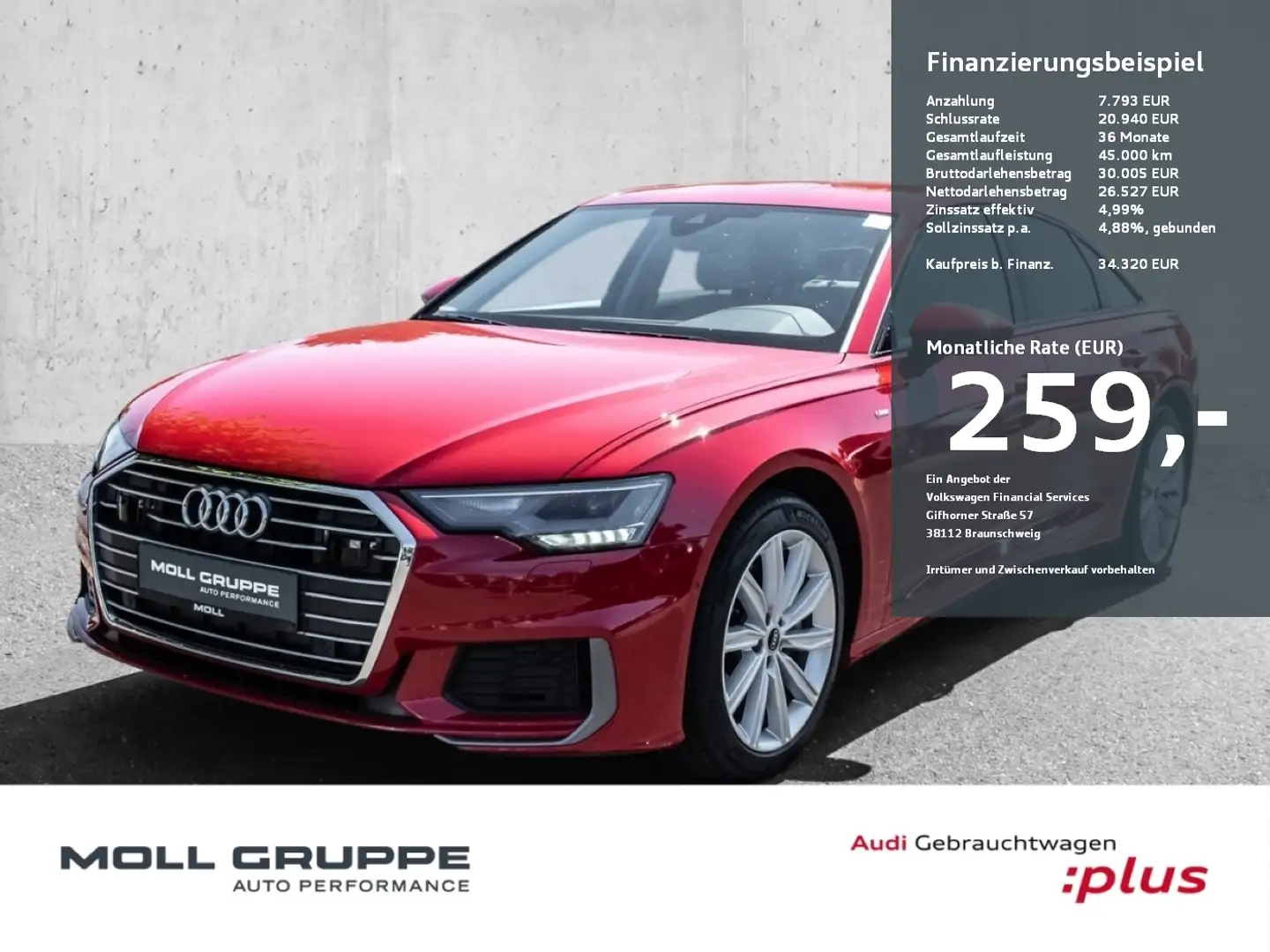 Audi A6 Limousine 45 TFSI 195(265)  S tronic NAVI Plus Vir Rot - 1