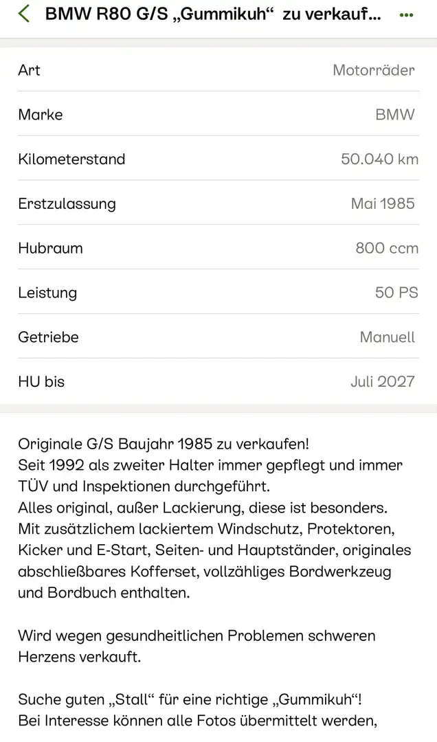 BMW R 80 GS Besondere R80 G/S Kék - 1