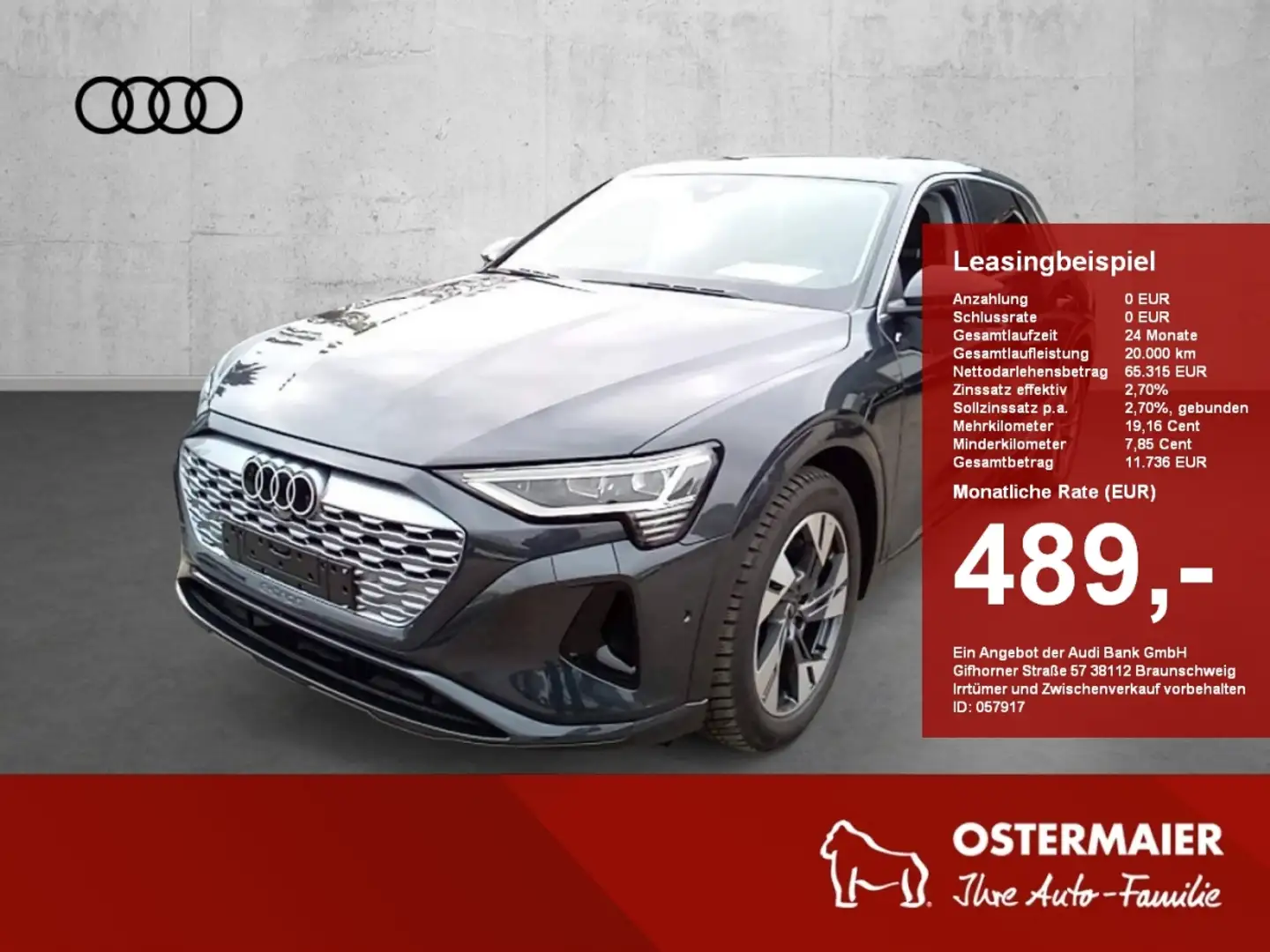 Audi Q8 e-tron ADVANCED 55 NP:115tEUR! TV.PANO.HuD.MATRIX.LEDER Grau - 1