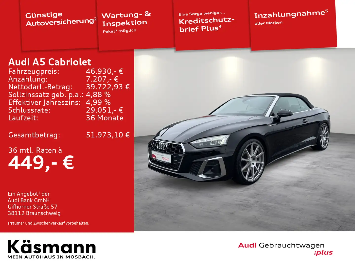 Audi A5 S line 45TFSI qu MATRIX 360° AHK B& Schwarz - 1