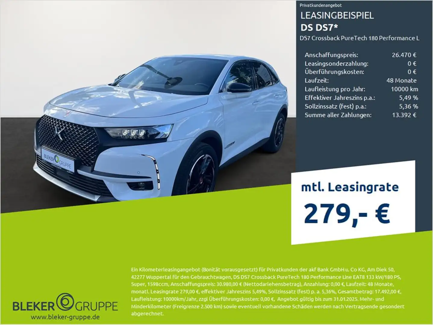DS Automobiles DS 7 DS7 Crossback Performance Line Blanc - 1